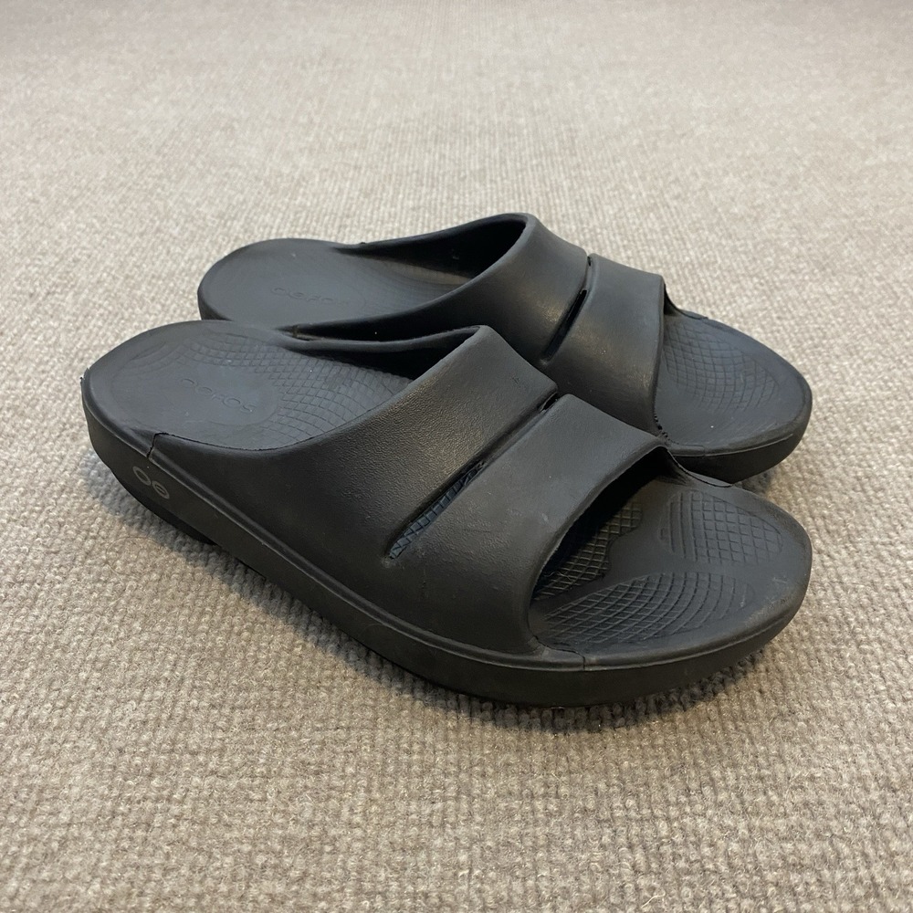 OOFOS OOahh Recovery Sandal Black Slide Womens Size 7 Mens 5